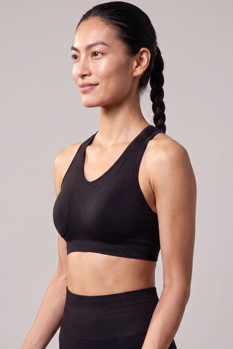 Zelocity Medium Impact Seamless Sports Bra - Jet Black — image 4